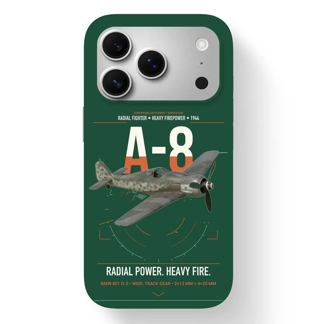 Focke-Wulf Fw 190A-8 design on dark green magsafe iphone case, for iPhone 17 Pro
