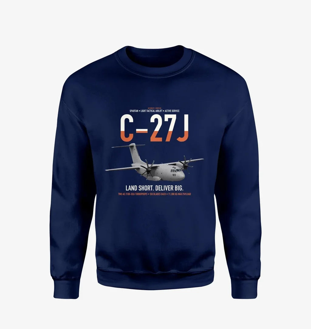 C-27J Spartan design on navy blue sweatshirt