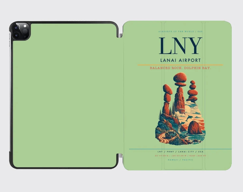 Lanai Airport (LNY) design on light green ipad tablet case