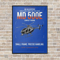 Thumbnail for MD Helicopters MD 500E vertical canvas print - framed - blue background