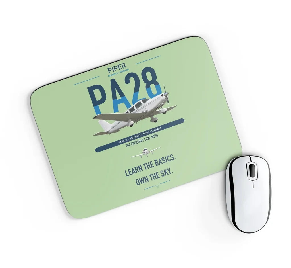 Piper PA-28-181 Archer LX design on light green rectangle mouse pad