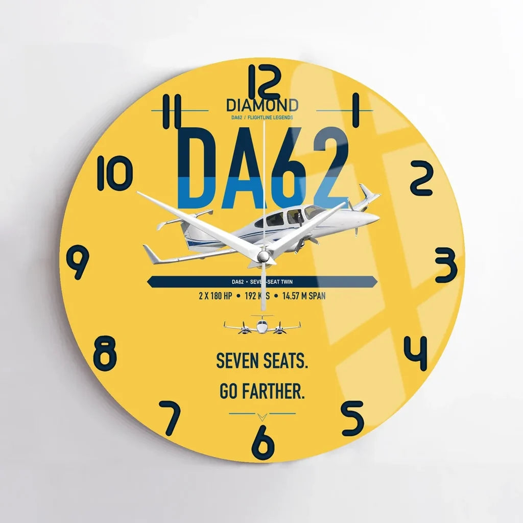 Diamond DA62 design on yellow no frame wall clock