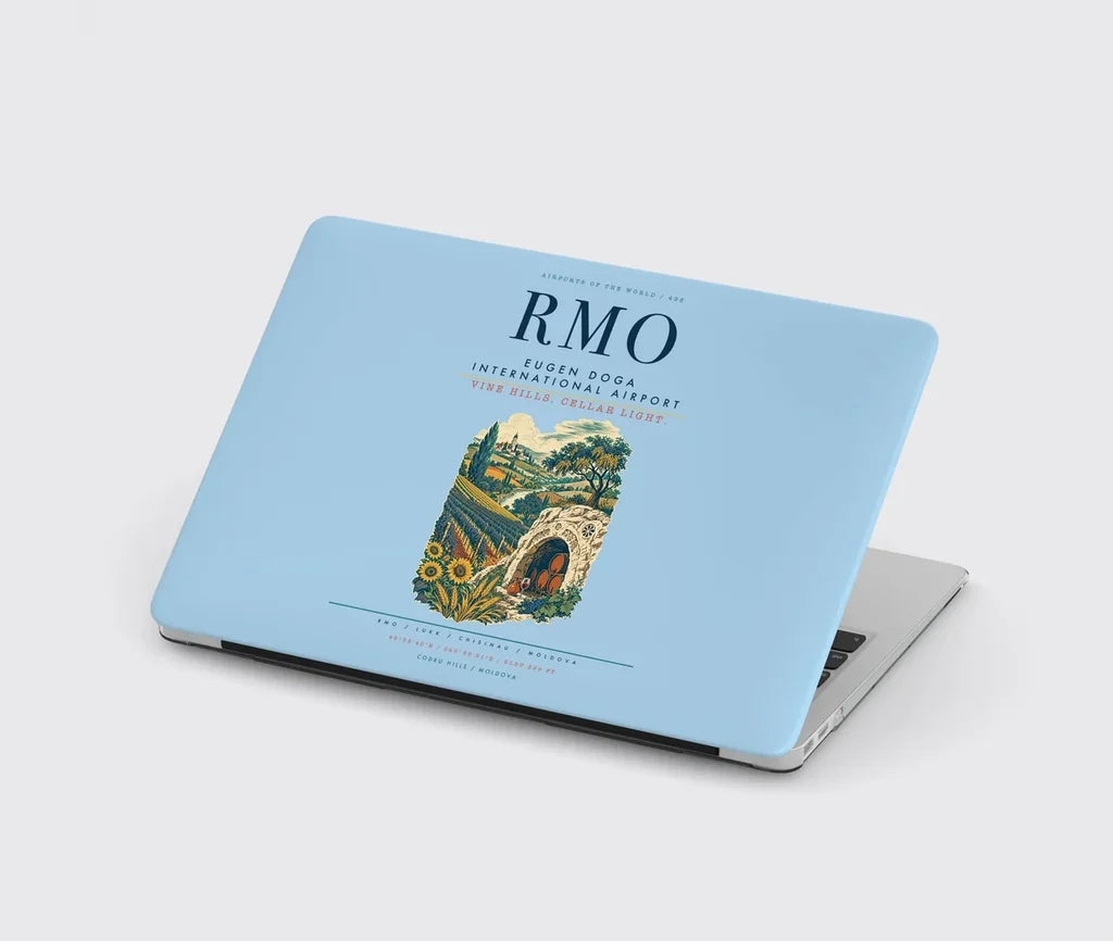 Chisinau Eugen Doga International Airport (RMO) design on light blue MacBook case