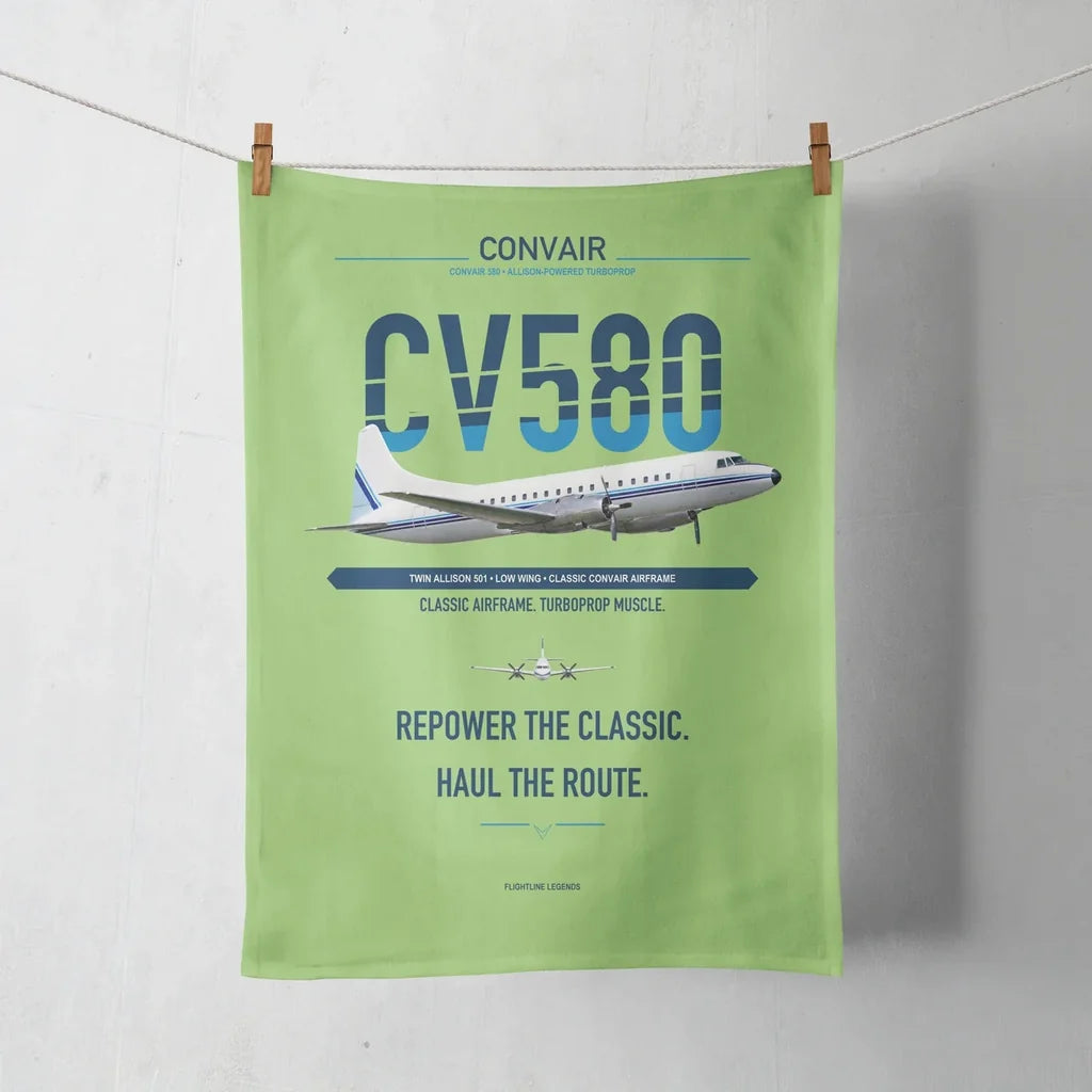 Convair 580 design on light green towel
