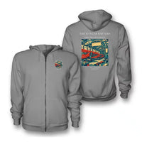 Thumbnail for VINTAGE G4166 - The Hangar Rafters - Premium Zipped Hoodie design on gray