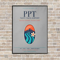 Thumbnail for Tahiti Faa'a Airport PPT vertical canvas print - framed - light gray background