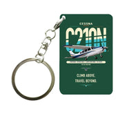 Thumbnail for Cessna T210N Centurion design on dark green designed key chain, double-side print