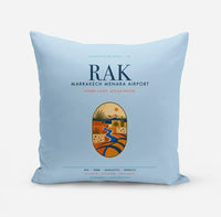 Thumbnail for Marrakech Menara Airport (RAK) design on light blue pillow