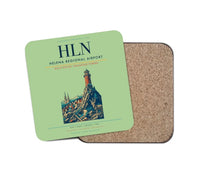 Thumbnail for Helena Regional Airport (HLN) design on light green 1 piece coaster