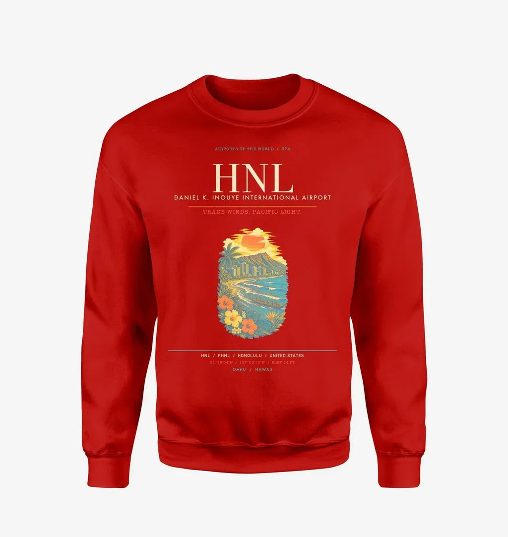 Daniel K. Inouye International Airport Honolulu HNL Sweatshirt - Red