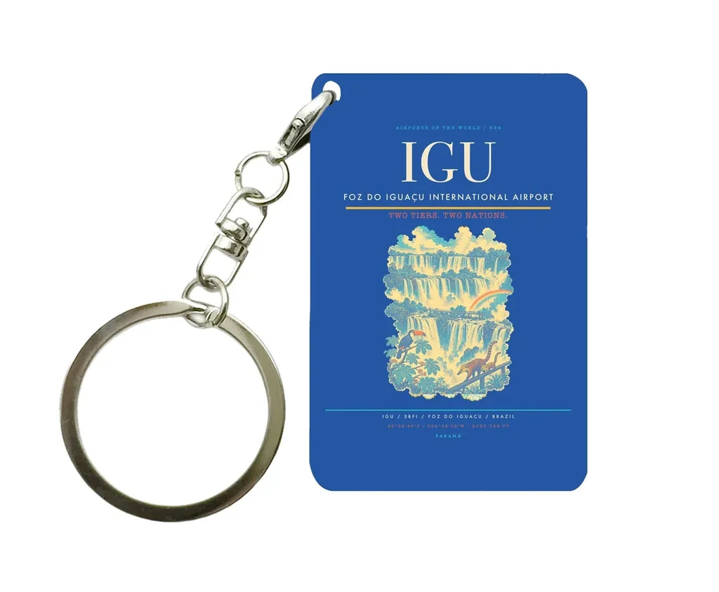 Foz do Iguaçu International Airport (IGU) design on blue key chain