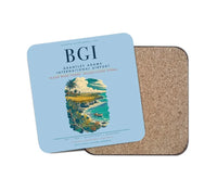 Thumbnail for Grantley Adams International Airport (BGI) design on light blue 1 piece coaster