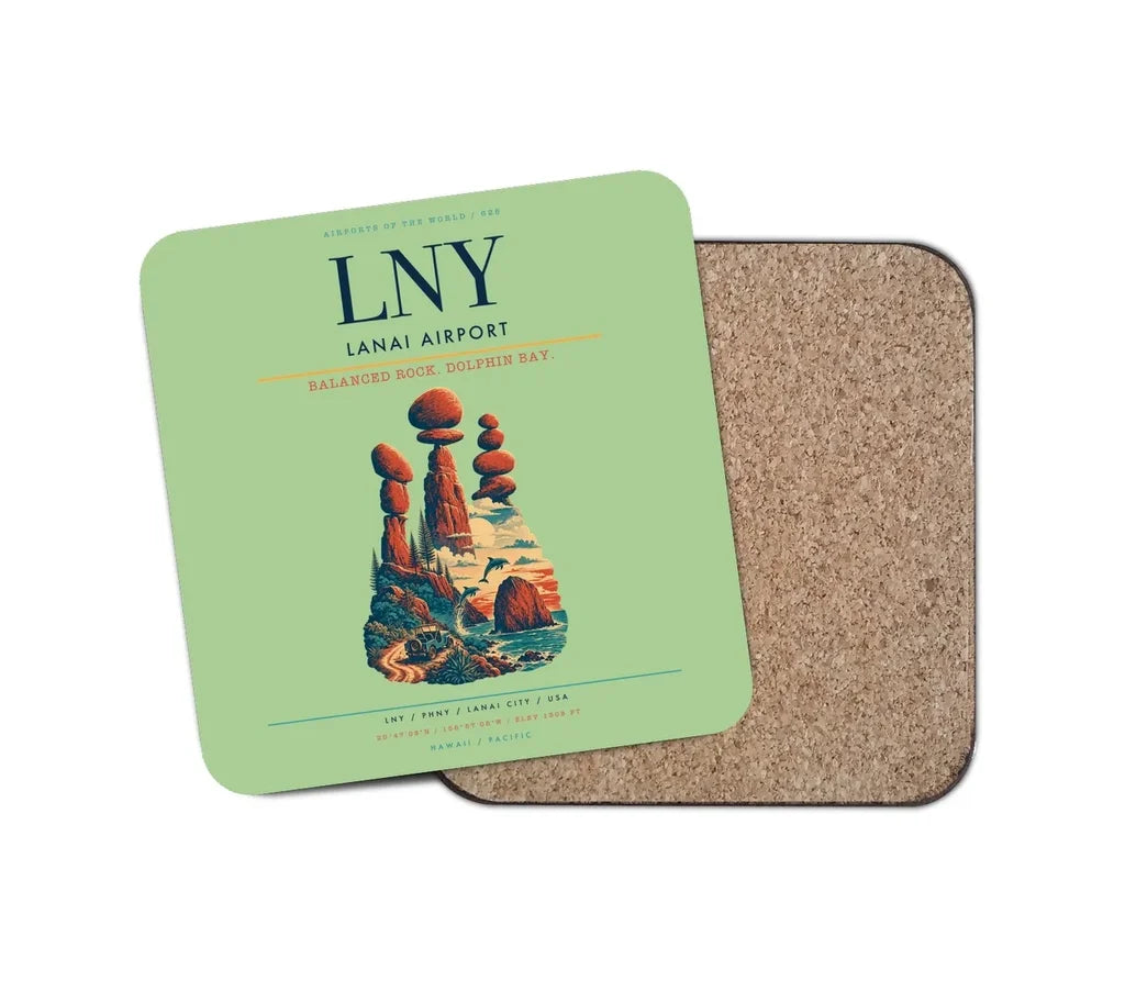 Lanai Airport (LNY) design on light green 1 piece coaster