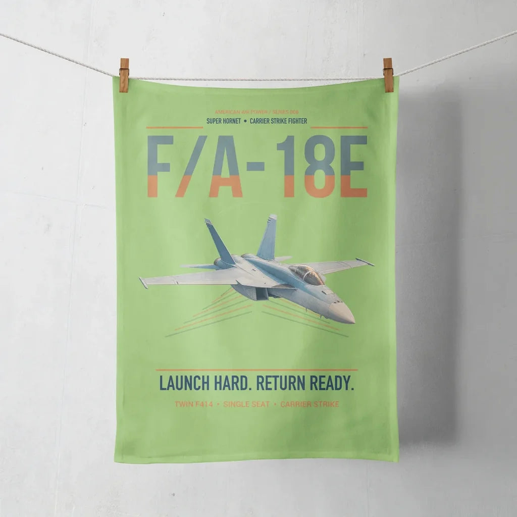 F-A-18E Super Hornet design on light green towel