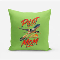 Thumbnail for Pilot Mom design on light green pillow