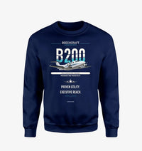 Thumbnail for Beechcraft King Air B200 design on navy blue sweatshirt