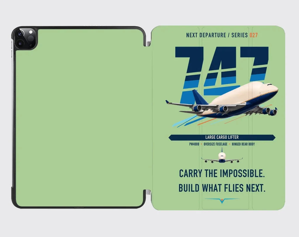 Boeing 747-400 Dreamlifter design on light green ipad tablet case