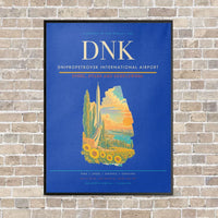 Thumbnail for Dnipropetrovsk International Airport DNK vertical canvas print - framed - blue background
