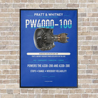 Thumbnail for PW4000-100 vertical canvas print - framed - blue background