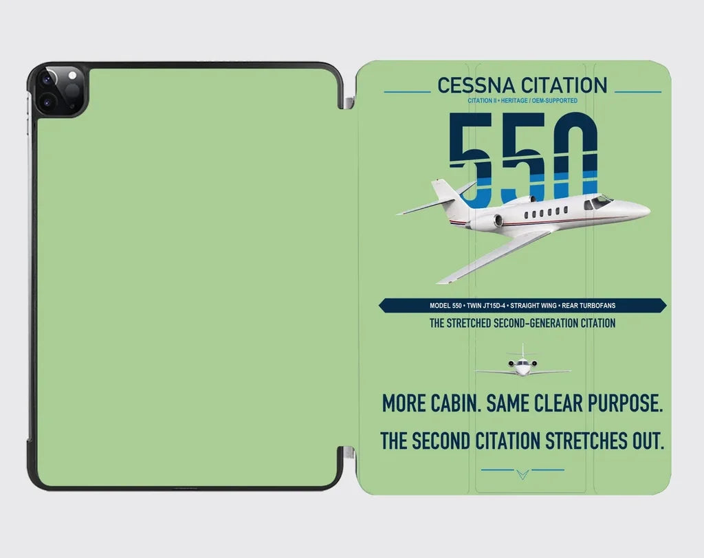 Cessna Citation 550 - Citation II design on light green ipad tablet case