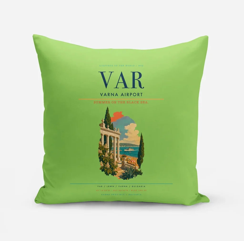 Varna Airport (VAR) design on light green pillow