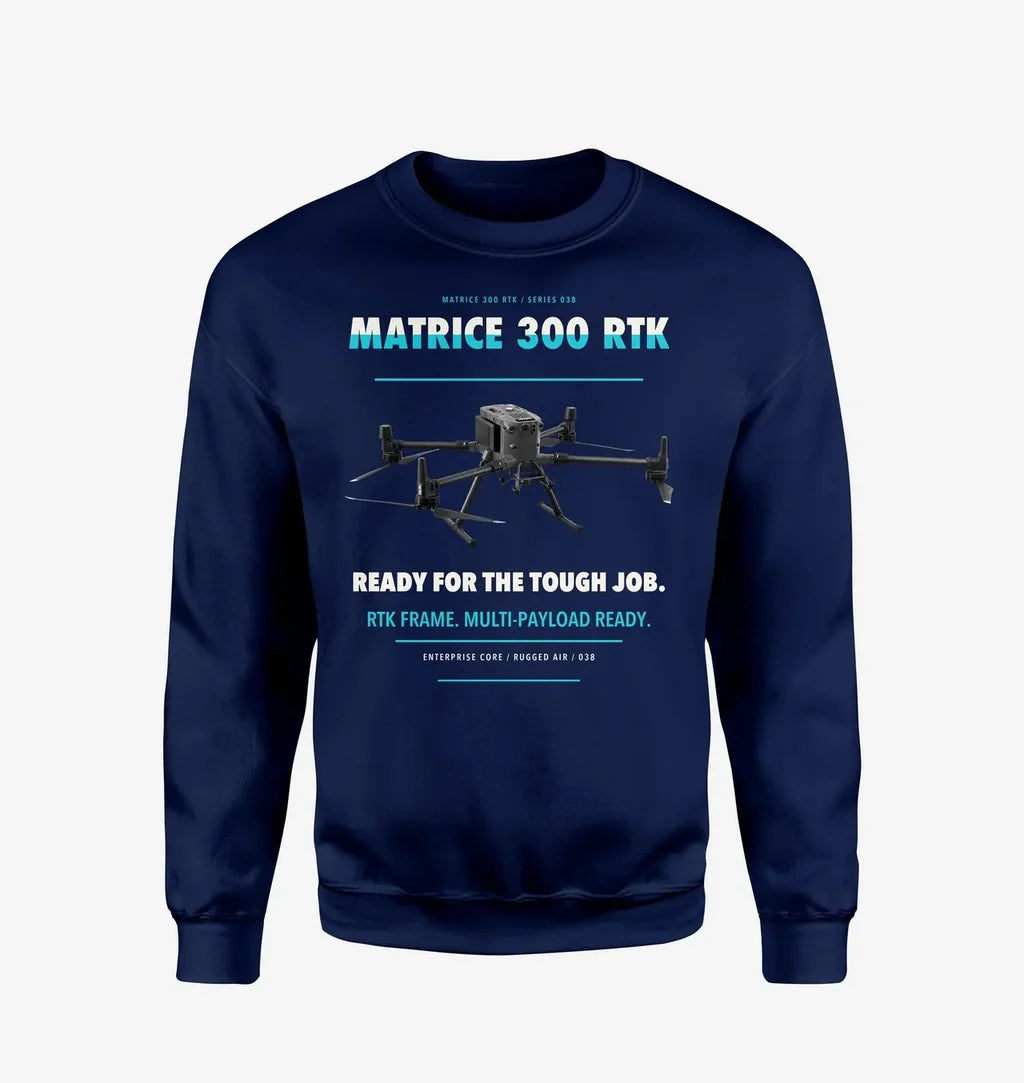 DJI Matrice 300 RTK design on navy blue sweatshirt