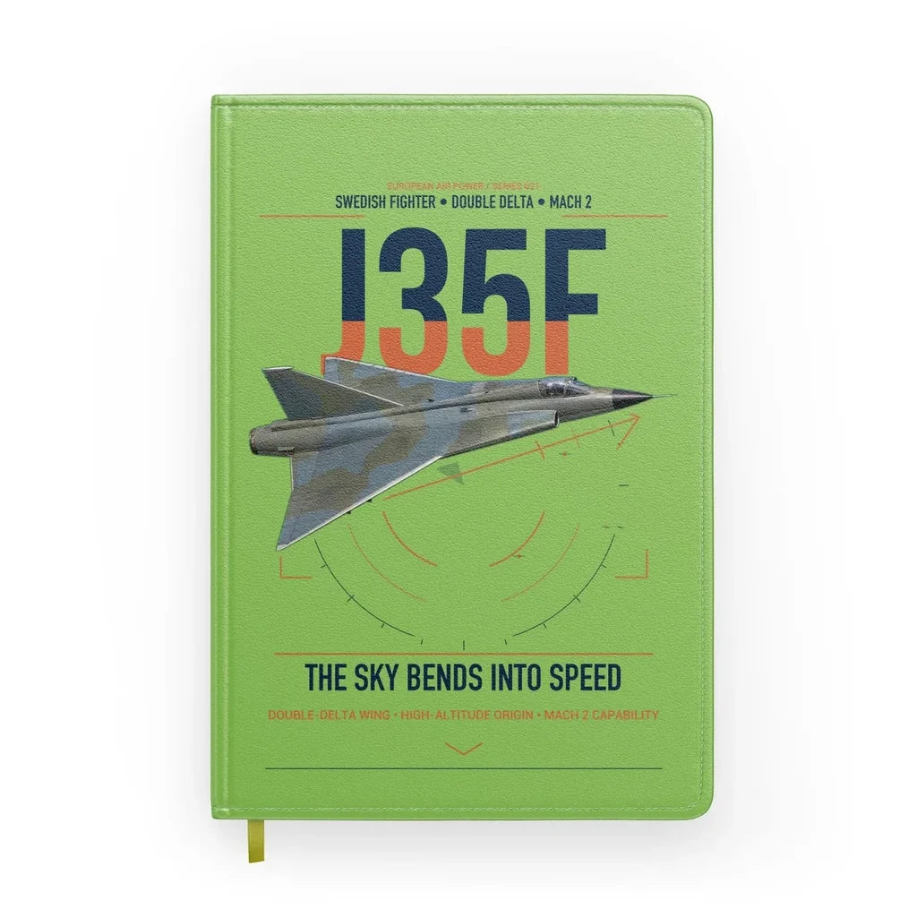 Saab J 35F Draken design on light green notebook
