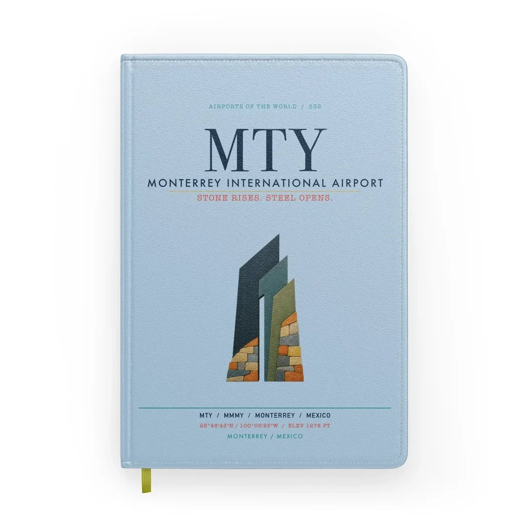 Monterrey International Airport (MTY) design on light blue notebook