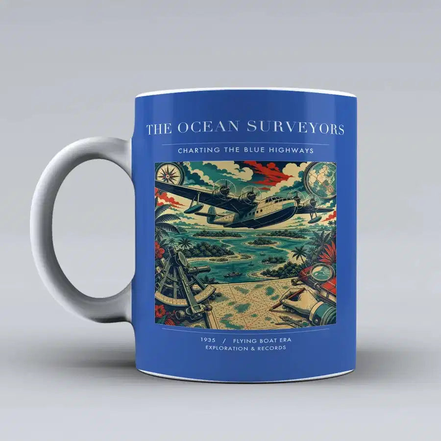 VINTAGE G4064 - The Ocean Surveyors - Ceramic Mug design on blue