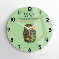Thumbnail for Louis Armstrong New Orleans International Airport (MSY) design on light green no frame wall clock