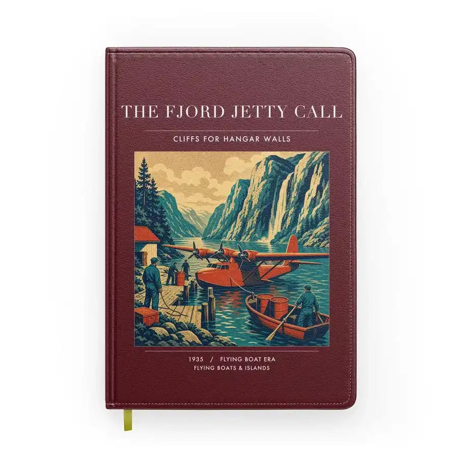 VINTAGE G4185 - The Fjord Jetty Call - Designed Notebooks design on darkred