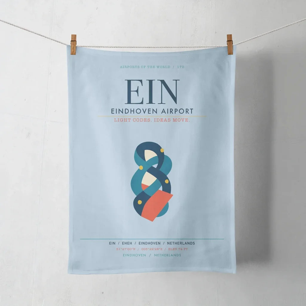 Eindhoven Airport (EIN) design on light blue towel