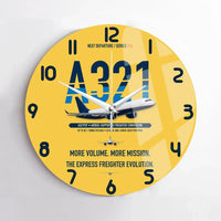 Thumbnail for Airbus A321P2F design on yellow no frame wall clock