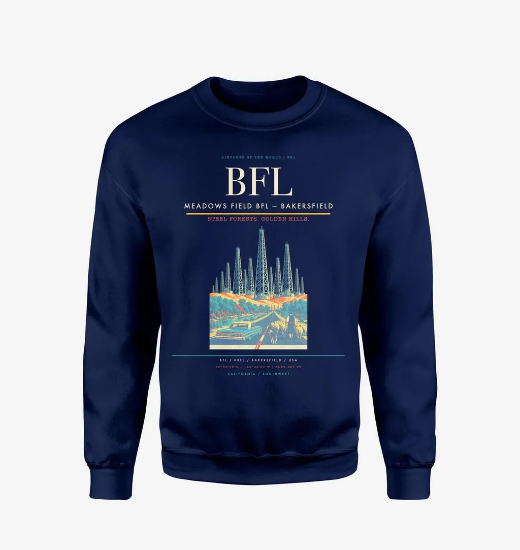 Meadows Field (BFL) design on navy blue sweatshirt