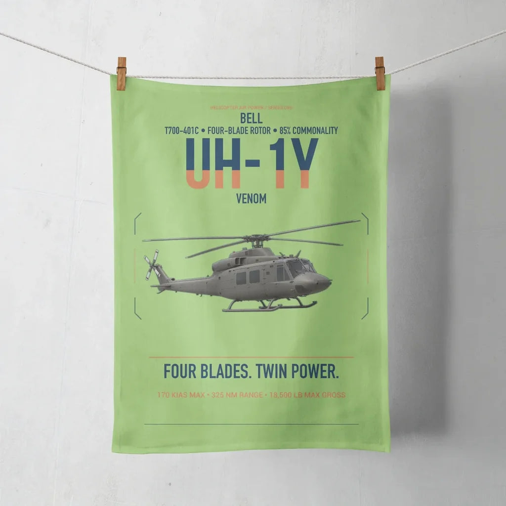 Bell UH-1Y Venom design on light green towel