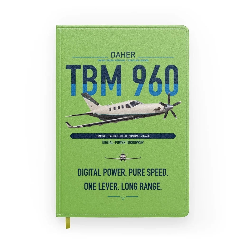 Daher TBM 960 design on light green notebook