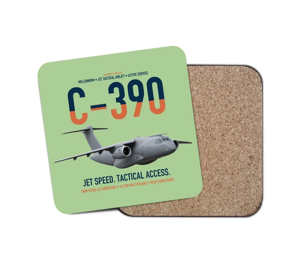 C-390 Millennium design on light green 1 piece coaster