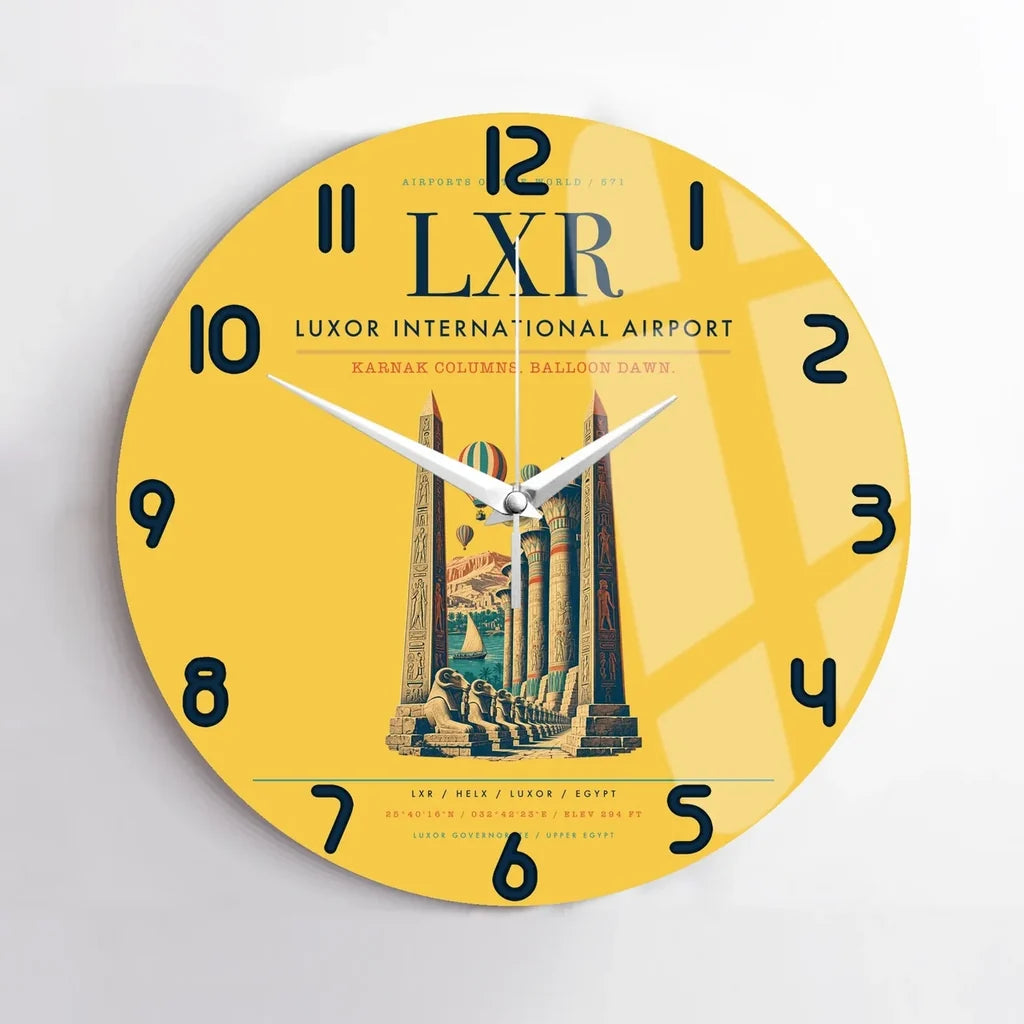 Luxor International Airport (LXR) design on yellow no frame wall clock