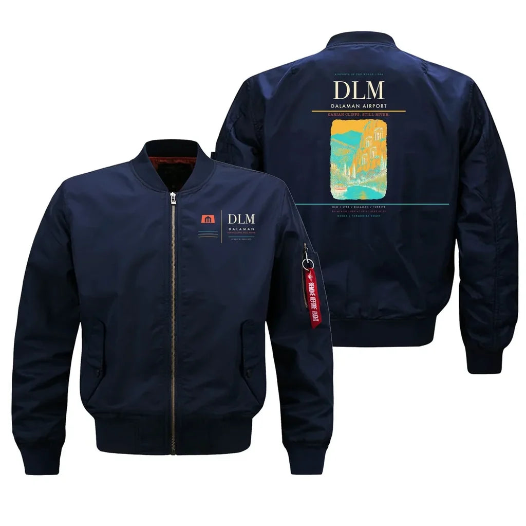Dalaman Airport (DLM) design on blue bomber jacket