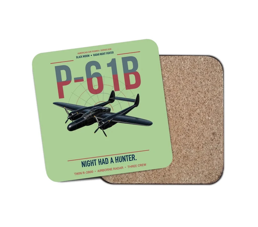 P-61B Black Widow design on light green 1 piece coaster
