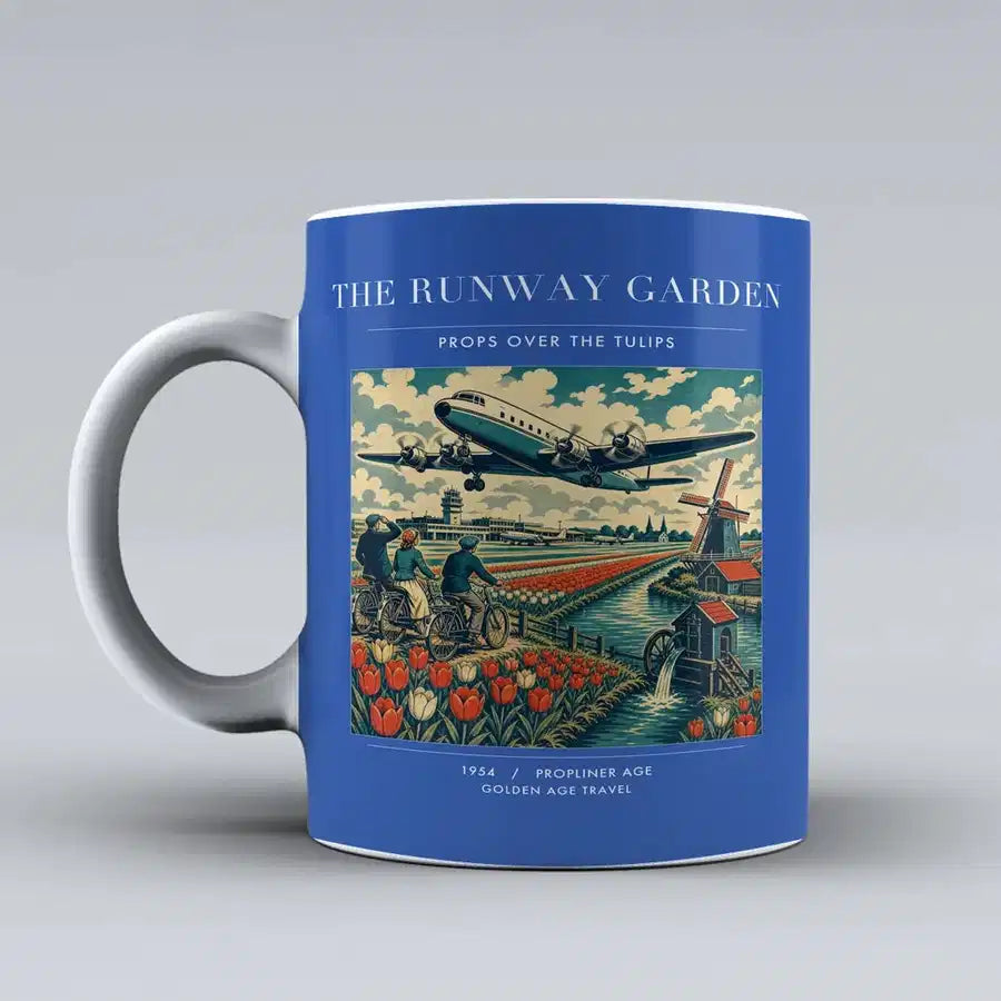 VINTAGE G4089 - The Runway Garden - Ceramic Mug design on blue