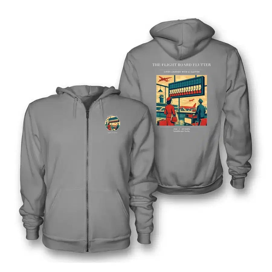 VINTAGE G4302 - The Flight Board Flutter - Premium Zipped Hoodie design on gray