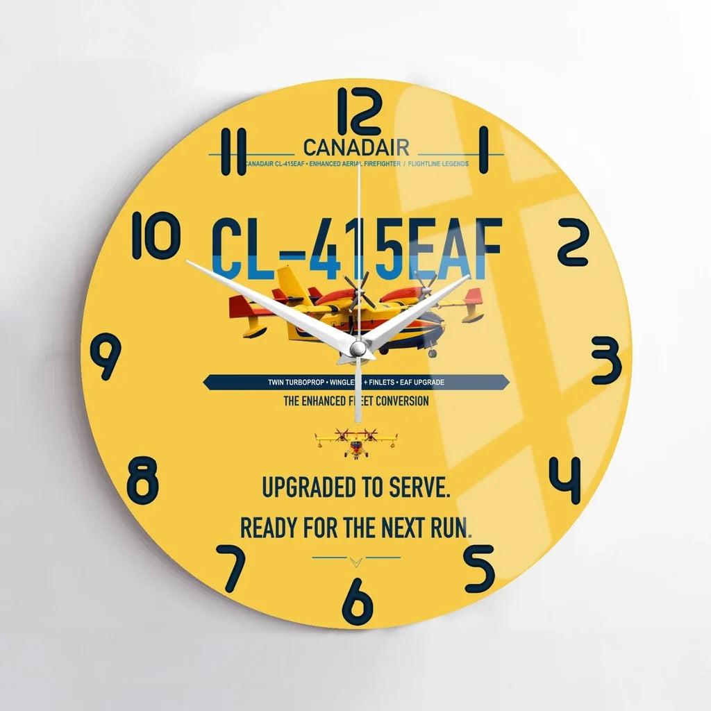 Canadair CL-415EAF design on yellow no frame wall clock