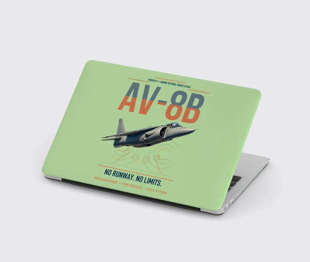 AV-8B Harrier II design on light green MacBook case