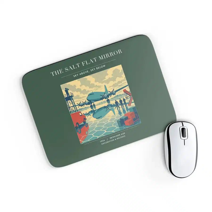 VINTAGE G4333 - The Salt Flat Mirror - Designed Mouse Pads design on darkgreen rectangle