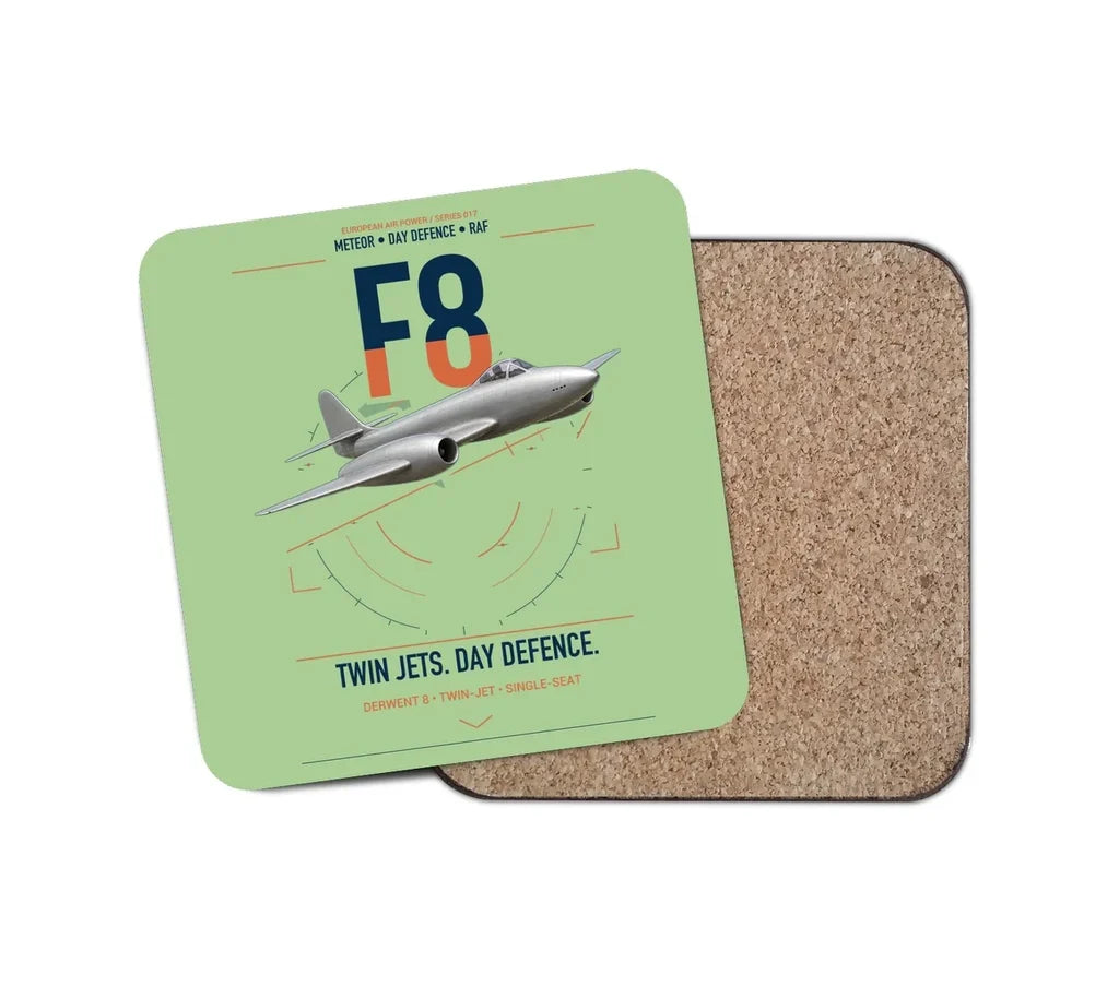 Gloster Meteor F8 design on light green 1 piece coaster