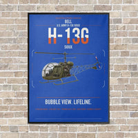 Thumbnail for Bell H-13G Sioux vertical canvas print - framed - blue background