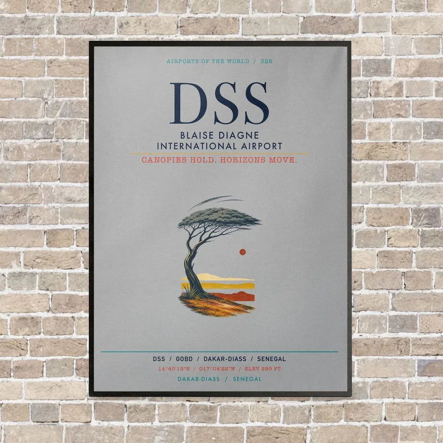 Blaise Diagne International Airport DSS vertical canvas print - framed - light gray background