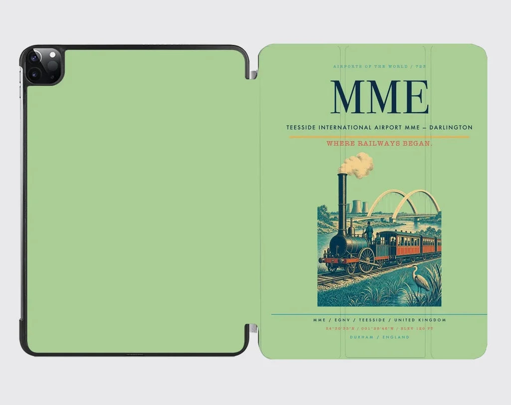 Teesside International Airport (MME) design on light green ipad tablet case