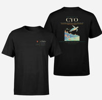 Thumbnail for Vilo Acuña Airport (CYO) design printed on black double-side t-shirt